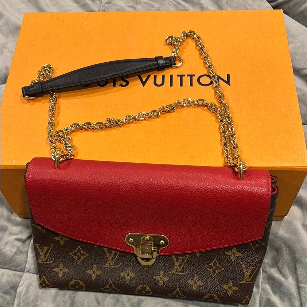 Louis Vuitton Placide: Red and Brown Women's Bag